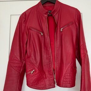 Vera Pelle made in Italy classic red leather moto jacket